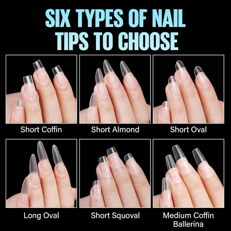 TOMICCA Short Squoval Nail Tips, 510Pcs Acrylic Nails Tips Full Matte, 12 Sizes No C Curve Fake Half Cover Nail Tips for Nail Extension Salon Home DIY - Image 5